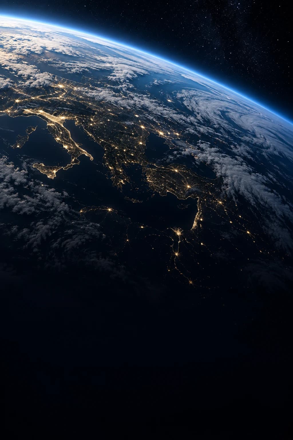 The illuminated Earth from orbit